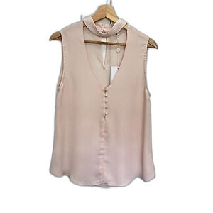 WAYF light pastel pink top v neck choker neckline sleeveless NWT Medium